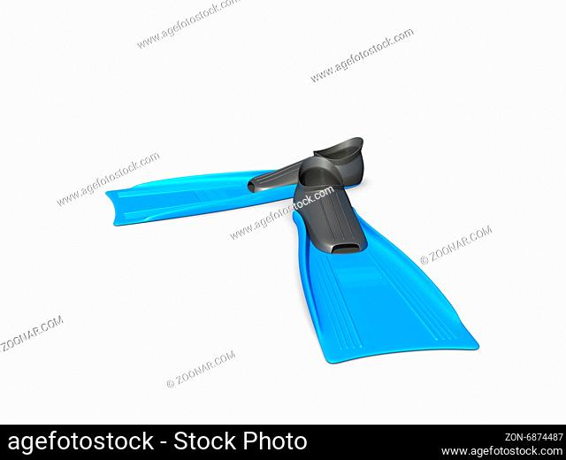 Blue flippers, isolated on white background
