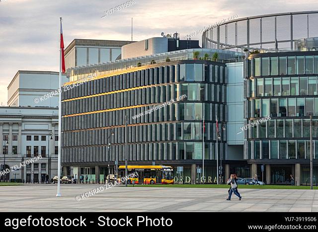 Metropolitan - office building designed by sir Norman Foster located Pilsudski Square in Warsaw, Poland
