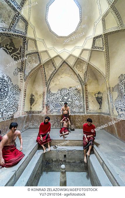 Waxworks in old public baths called Vakil Bath in Shiraz city, capital of Fars Province in Iran