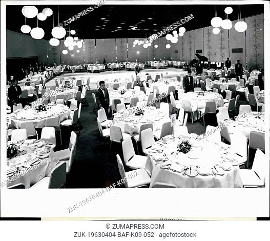 Apr. 04, 1963 - Designed by Sir Hugh Casson, the Grand Ballroom of the London Hilton can seat 1, 000 people comfortably for a banquet, or 800 for a dinner-dance