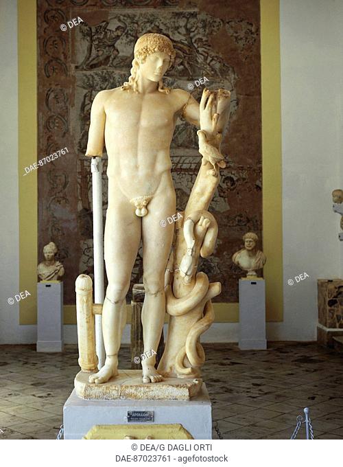 ALGERIA. ART Roman, Romania. STATUE OF APOLLO, MARBLE FOUND IN 1910, A COPY OF THE FIFTH CENTURY BC by Phidias  Cherchell