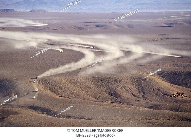 Aerial photo of driving Offroad vehicles Morocco