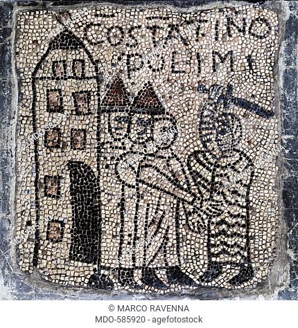 The siege of Constantinople, by Unknown, 13th Century, polychrome mosaic. Italy, Emilia Romagna, Ravenna, San Giovanni Evangelista Church. All
