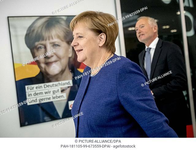 05 November 2018, Berlin: Federal Chancellor Angela Merkel (CDU) will attend a press conference at the CDU headquarters in the Konrad-Adenauer-Haus