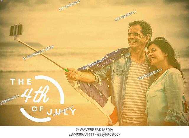 Composite image of colorful happy 4th of july text against white background