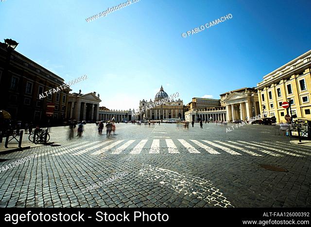 Tourists at St. Peter's Basilica in St. Peter's Square, Vatican City, Rome