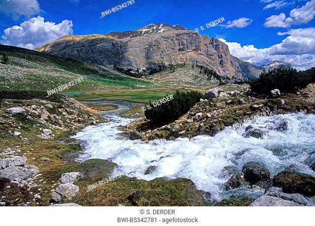 Rio di Fanes, Col Bechel di Sopra in background, Italy, South Tyrol, Fanes National Park