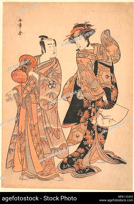 The Third Segawa Kikunojo as Ochiyo and Bando Mitsugoro as Hanbei. Artist: Katsukawa Shunsho (Japanese, 1726-1792); Period: Edo period (1615-1868); Date: 5th...