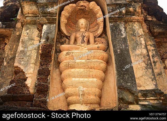 Si Satchanalai Historical Park, Wat Chedi Chet Thaeo (13th century), World Heritage. Sukhothai province, Thailand
