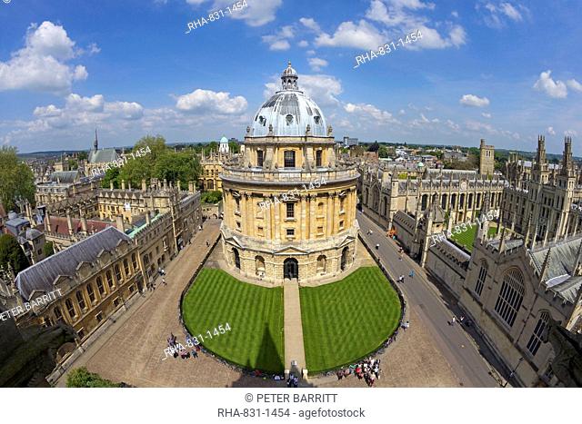 Radcliffe Camera and All Souls College from University Church of St. Mary the Virgin, Oxford, Oxfordshire, England, United Kingdom, Europe