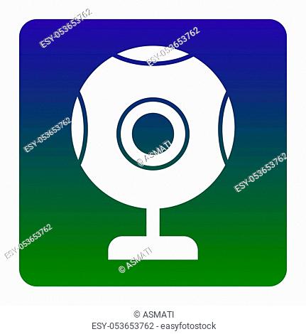 Chat web camera sign. Vector. White icon at green-blue gradient square with rounded corners on white background. Isolated