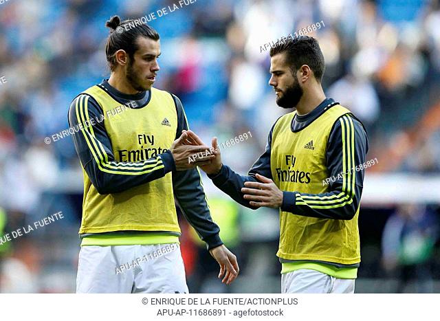 2015 La Lga Football Real Madrid v Getafe CF Dec 5th. 05.12.2015. Madrid, Spain. Gareth Bale (11) Real Madrid Jose I. Fernandez Iglesias (6) Real Madrid during...