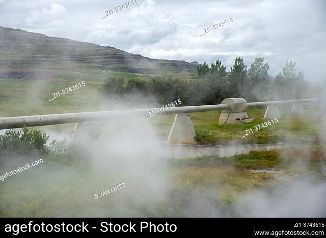 hot water pipelines at Deildartunguhver at Iceland
