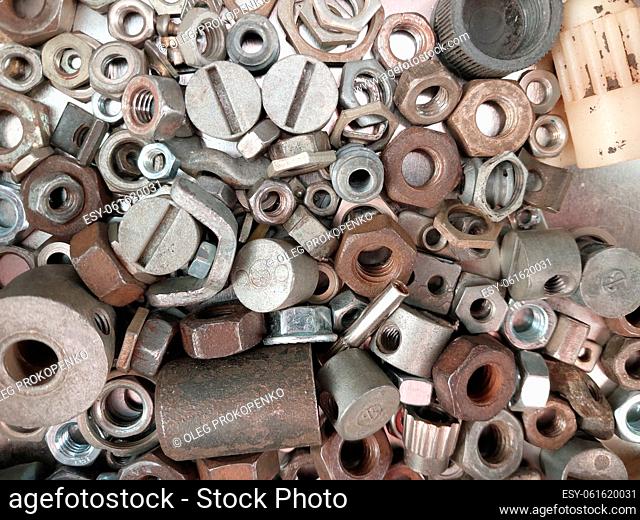 Metal bolts, screws and the washers