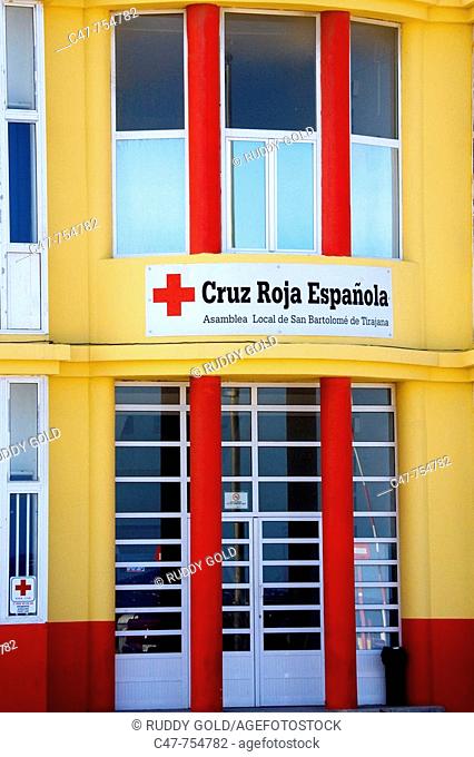 Red Cross point at San Bartolome de Tirajana town, Maspalomas, Gran Canaria, Canary Islands, Spain