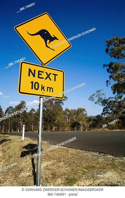 Kangaroo crossing sign, Australia