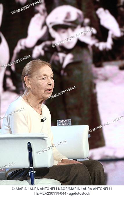 Jewess writer Edith Bruck, which was deported in seven concentatrion camps, during the tv show Porta a porta, Rome, ITALY-23-01-2019
