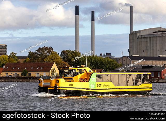 Copenhagen, Denmark, An electric passenger ferry also known as a harbor bus