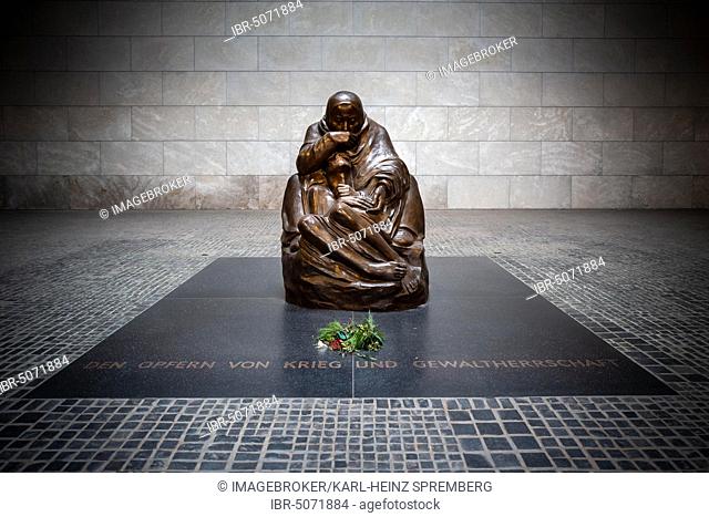 Käthe Kollwitz sculpture, mother with dead son, Neue Wache, Berlin, Germany, Europe