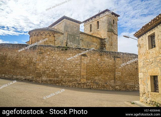 Fortified church. Pinillos de Esgueva, Burgos province, Castilla Leon, Spain