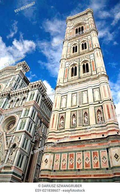 Spectacular view of famous marble cathedral Santa Maria del Fiore in Florence, Italy