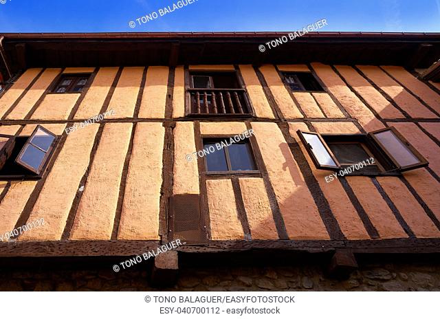 Potes village facades in Cantabria of Spain