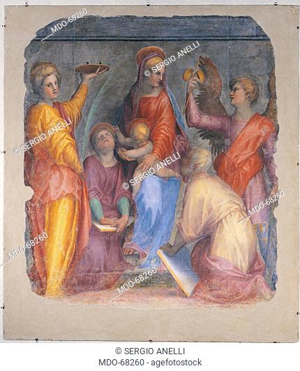 Sacred Conversation with the Madonna and Child and Sts Lucy, Agnes (probably), Zechariah (probably) and Michael Archangel (The St Rufillus Madonna)