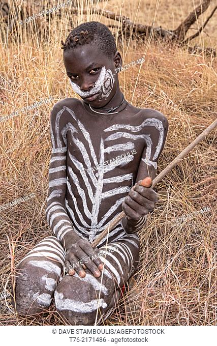 Mursi boy in the Lower Omo Valley of Ethiopia