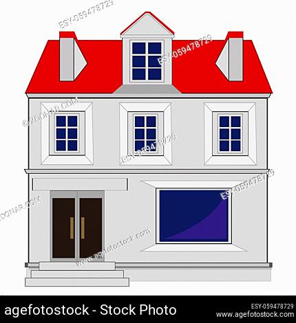 Modern house with two floors on white background is insulated