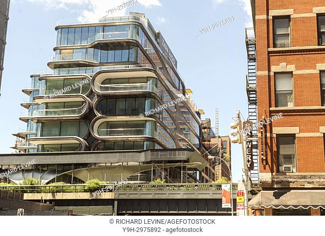 Construction of the Zaha Hadid designed condo along the High Line in West Chelsea in New York on Sunday, July 30, 2017. Since the first section of the High Line...