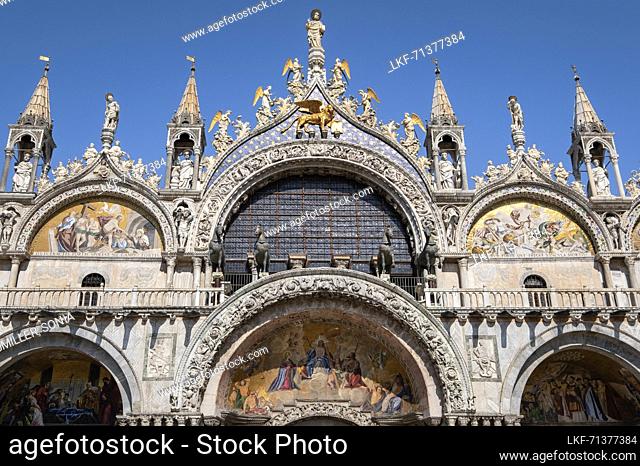 Facade of St. Mark&#39;s Basilica in Venice, Veneto, Italy, Europe