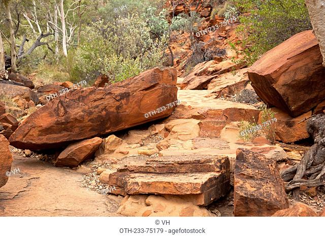 Ancient red rock formation at Kings Creek Walk, Watarrka National Park, Kings Canyon, Northern Territory, Central Australia