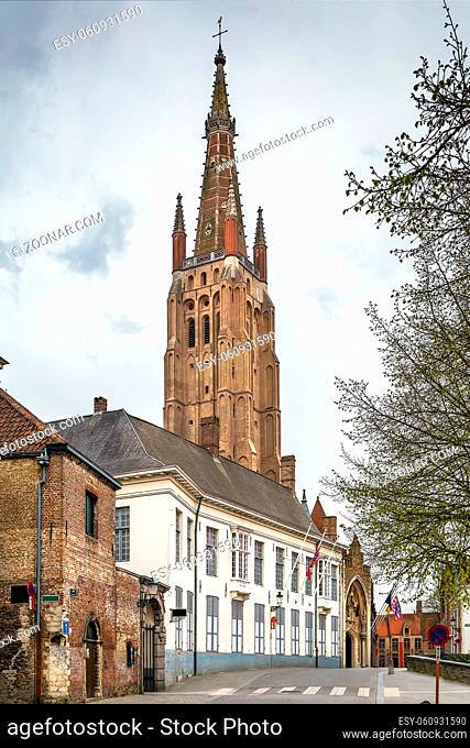 Church of Our Lady in Bruges, Belgium. Its tower, at 122.3 metres (401 ft) in height, remains the tallest structure in the city and the second tallest brickwork...