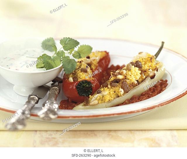 Peppers stuffed with couscous and raisins