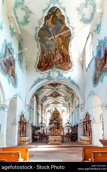 Rheinfelden, AG / Switzerland - 6 July 2020: interior view of the historic church of St. Martin in Rheinfelden