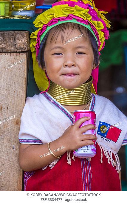 Portrait of Kayan tribe woman in Kayan state Myanmar