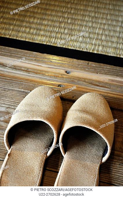 Slippers at the entrance of a room, Naha, Okinawa, Japan