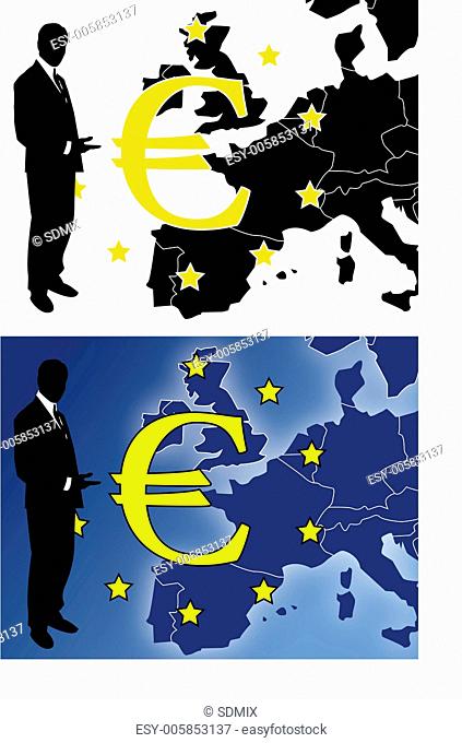 the vector euro sign with businessman