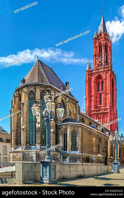 St. John Cathedral located in Maastricht historic center The 13th century gothic church was built with red stones, Netherlands