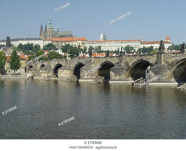 10649920, view, river, flow, Hradcany, Charles bridge, Moldavia, Prague, Prague castle, Czechia, Europe