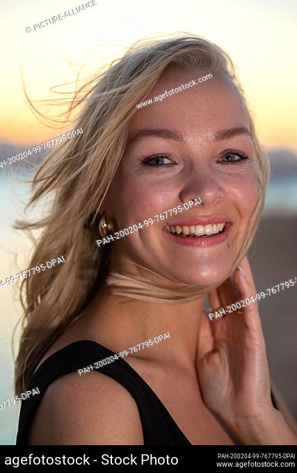 03 February 2020, Egypt, Hurghada: Christin Stalling, Miss Lower Saxony, at a photo session at the ""White Beach Club"". The ""Miss Germany"" election 2020 will...