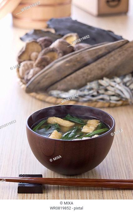 Miso Soup and Ingredients of Dashi