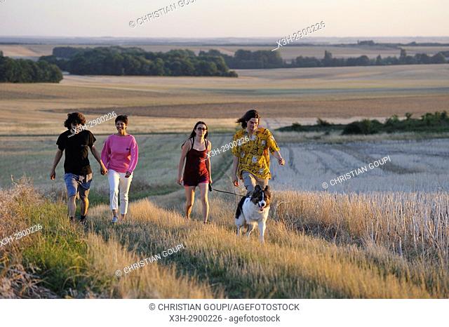 Young people walking around Mittainville, Yvelines department, Ile-de-France region, France, Europe