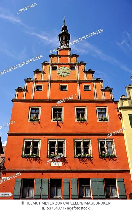 Façade of the former Ratstrinkstube, inn, the so-called Gustav Adolf House, 1550, Dinkelsbühl, Middle Franconia, Bavaria, Germany