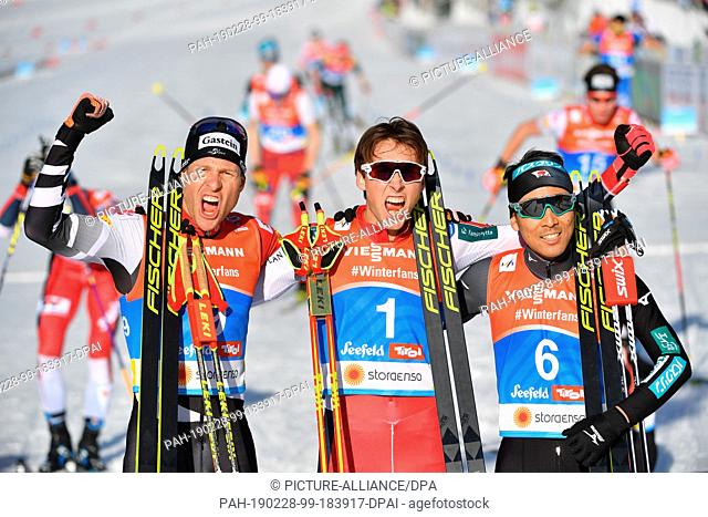 28 February 2019, Austria, Seefeld: Nordic skiing: world championship, combination - single, normal hill/10 km, men, cross-country skiing