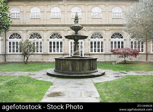 Fountain in the cloister of San Francisco de Santiago convent. Santiago de Compostela. Spain