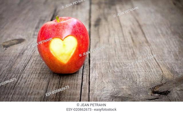 Apple with engraved heart