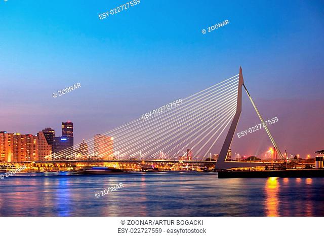 Erasmus Bridge in Rotterdam at Twilight