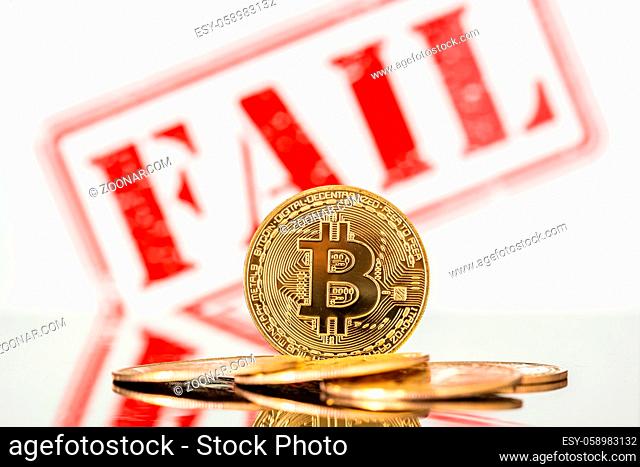 Bitcoin and FAIL lettering in the background