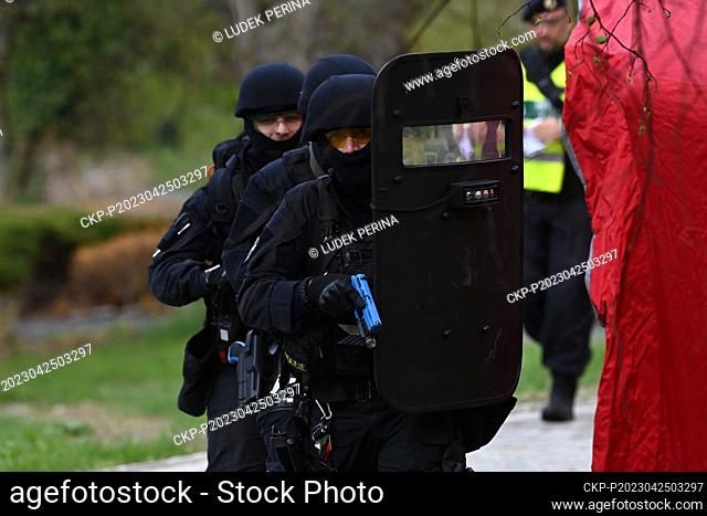 Police of the Czech Republic tactical exercise Active Shooter 2023, simulating an armed attack in a medical facility, 25 April 2023